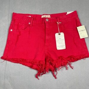 Lucky Brand Jean Shorts Women's Size 10 30 Red Cutoff The High Rise Shortie